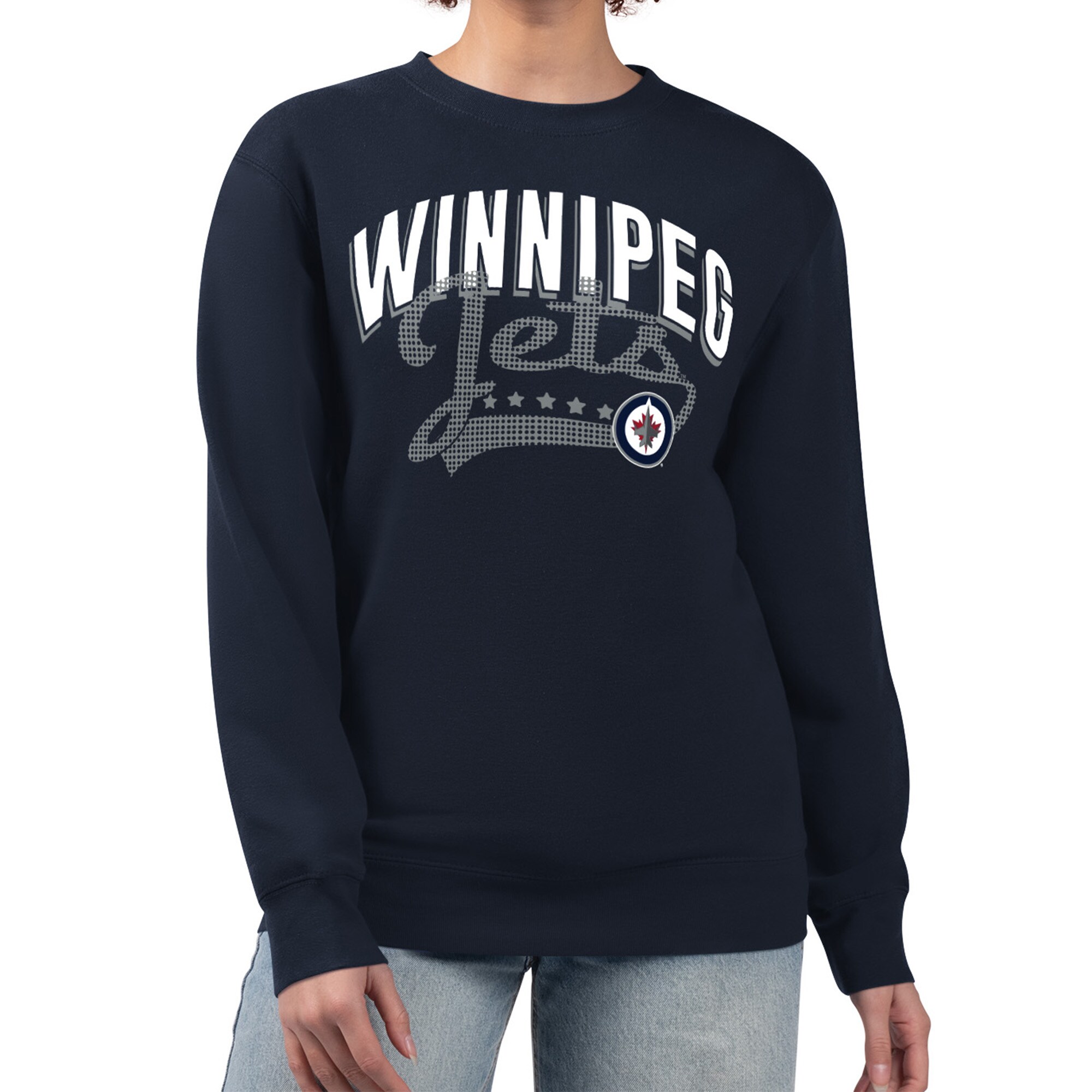 Women's Winnipeg Jets  G-III 4Her by Carl Banks Navy Filigree Team Graphic Fleece Pullover Sweatshirt