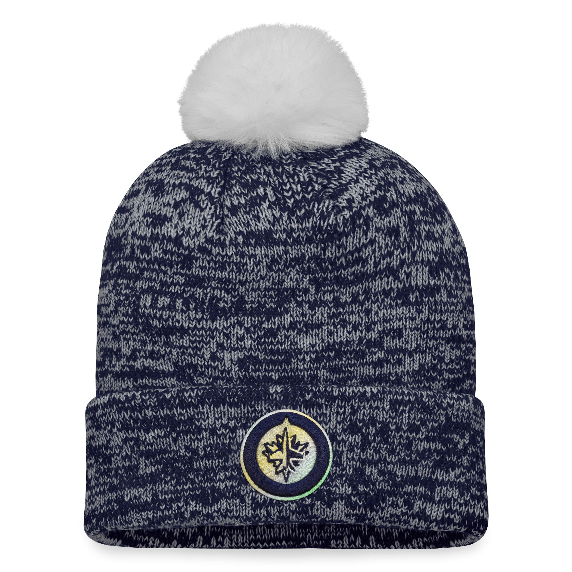 Women's Winnipeg Jets Fanatics Navy Glimmer Cuffed Knit Hat with Pom