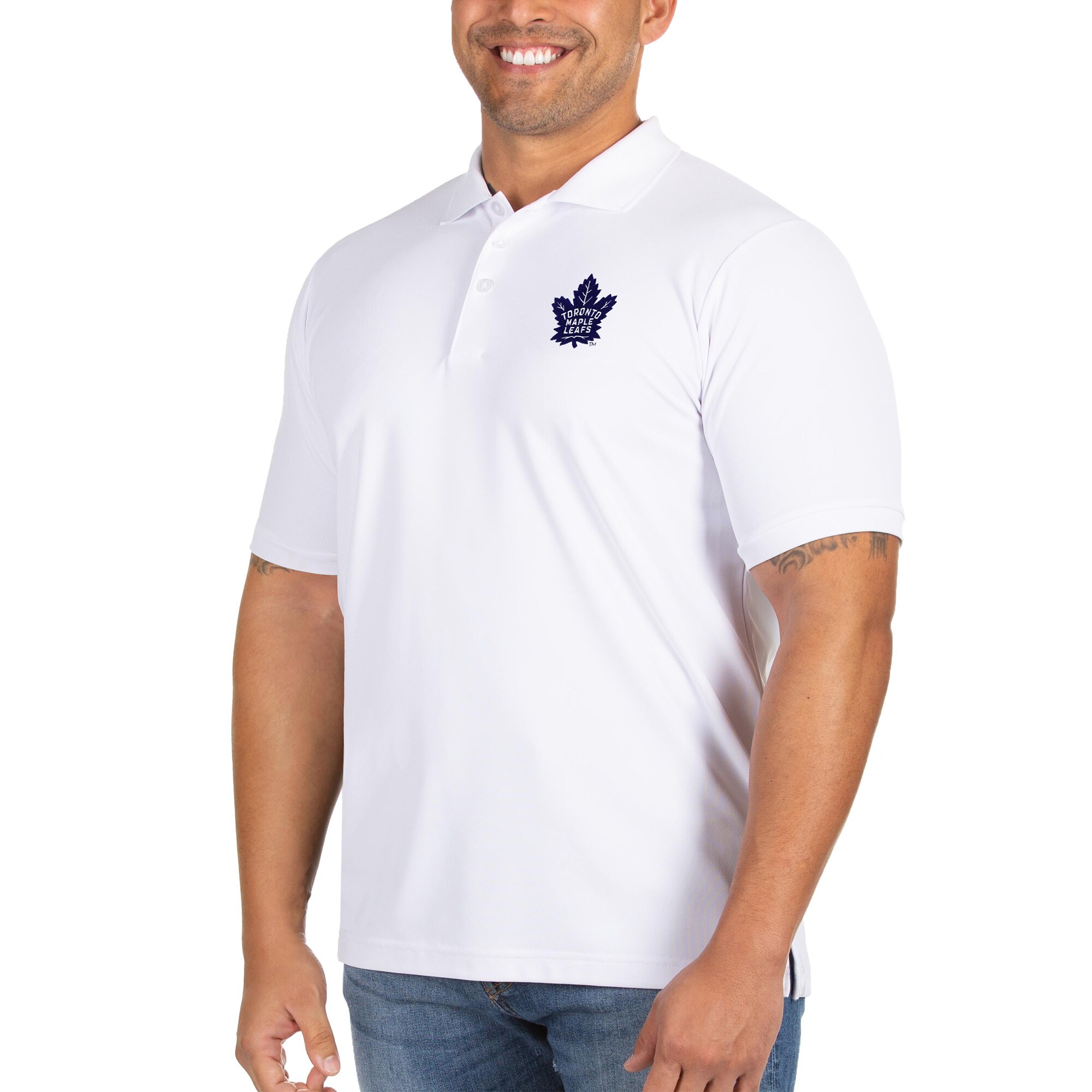 Men's Toronto Maple Leafs Antigua White Big & Tall Legacy Pique Polo