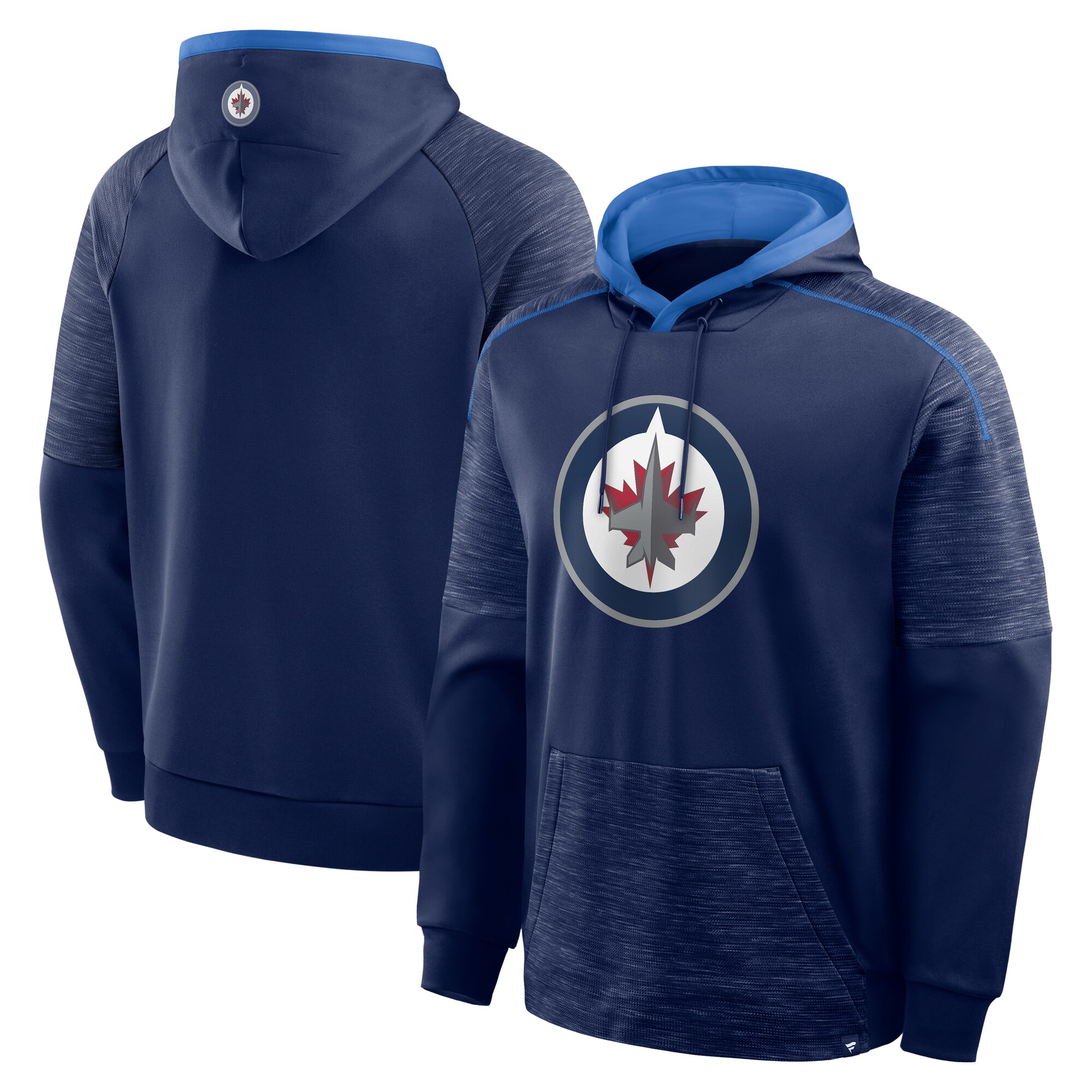 Men's Winnipeg Jets Fanatics Navy Goaltender Defender Pullover Hoodie