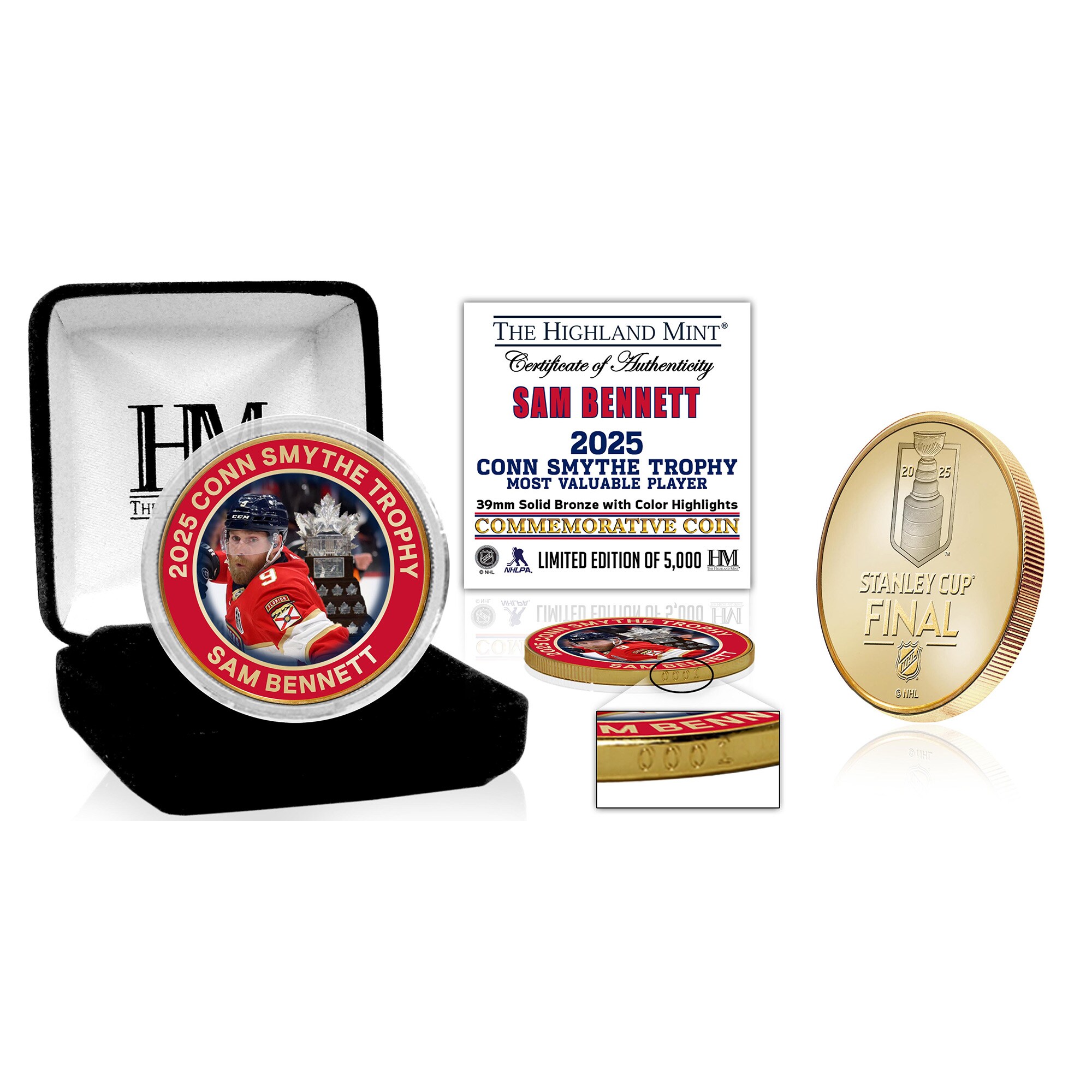 Florida Panthers Sam Bennett Highland Mint 2025 Conn Smythe Winner Bronze Coin