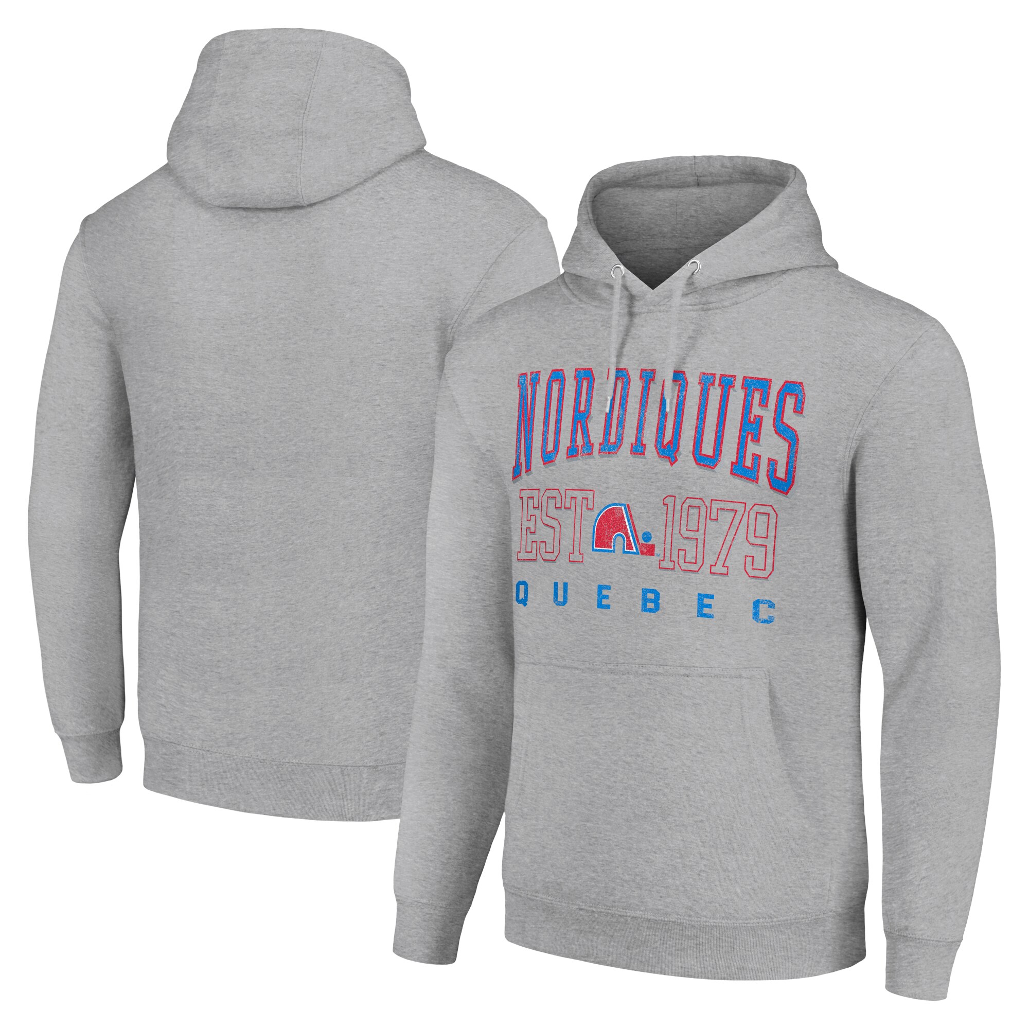 Men's Quebec Nordiques Starter Heather Gray Retro Graphic Pullover Hoodie