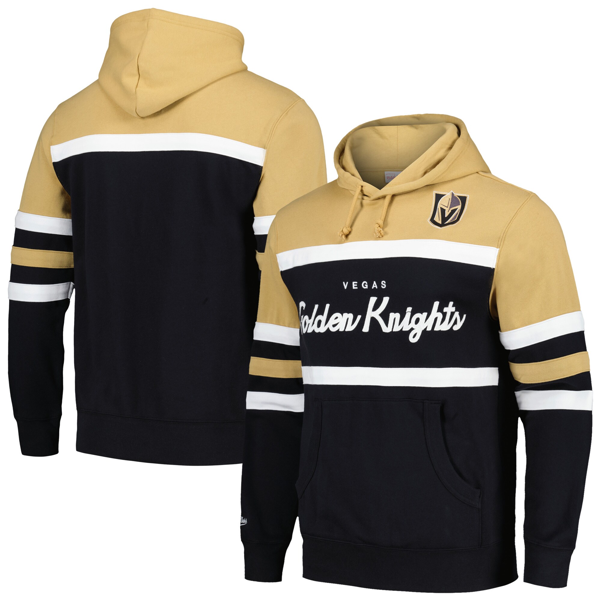 Men's Vegas Golden Knights Mitchell & Ness Black/Gold Head Coach Pullover Hoodie
