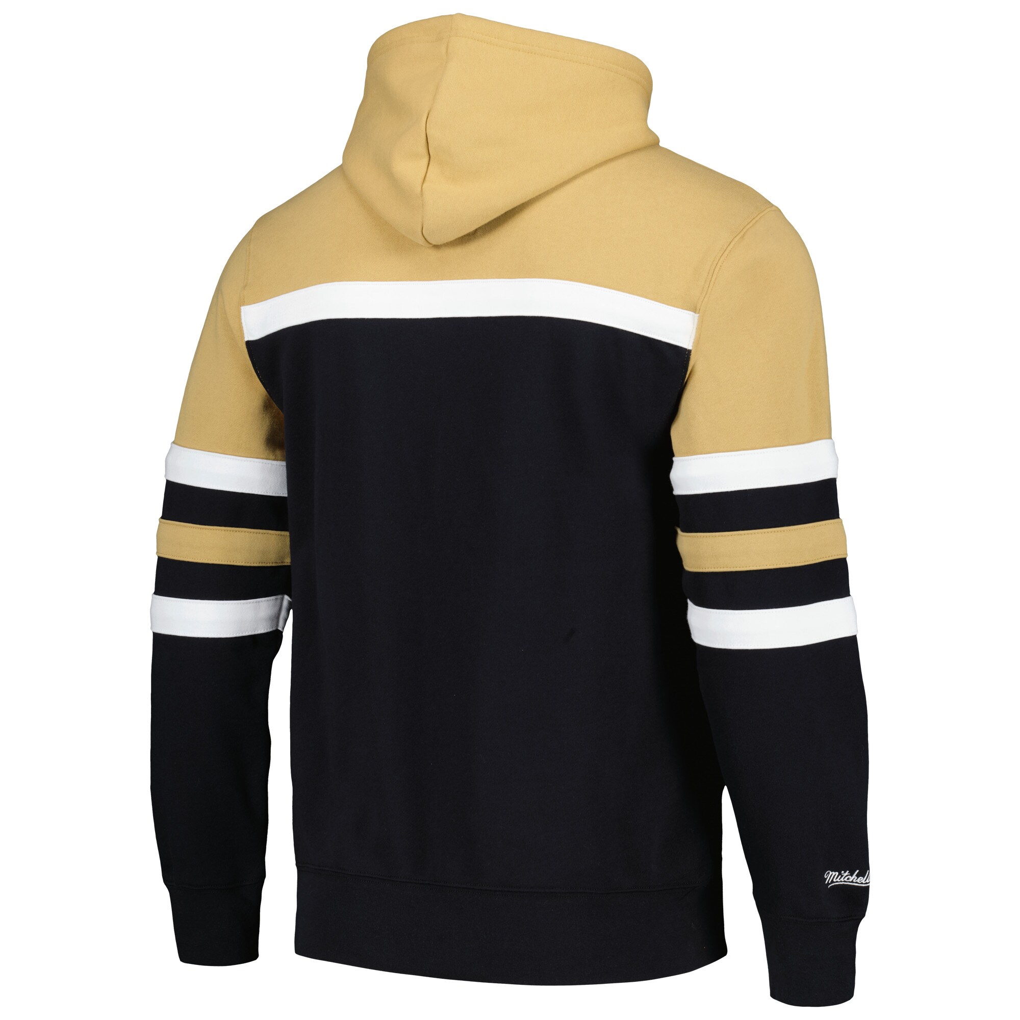Men's Vegas Golden Knights Mitchell & Ness Black/Gold Head Coach Pullover Hoodie 3 Men's Vegas Golden Knights Mitchell & Ness Black/Gold Head Coach Pullover Hoodie