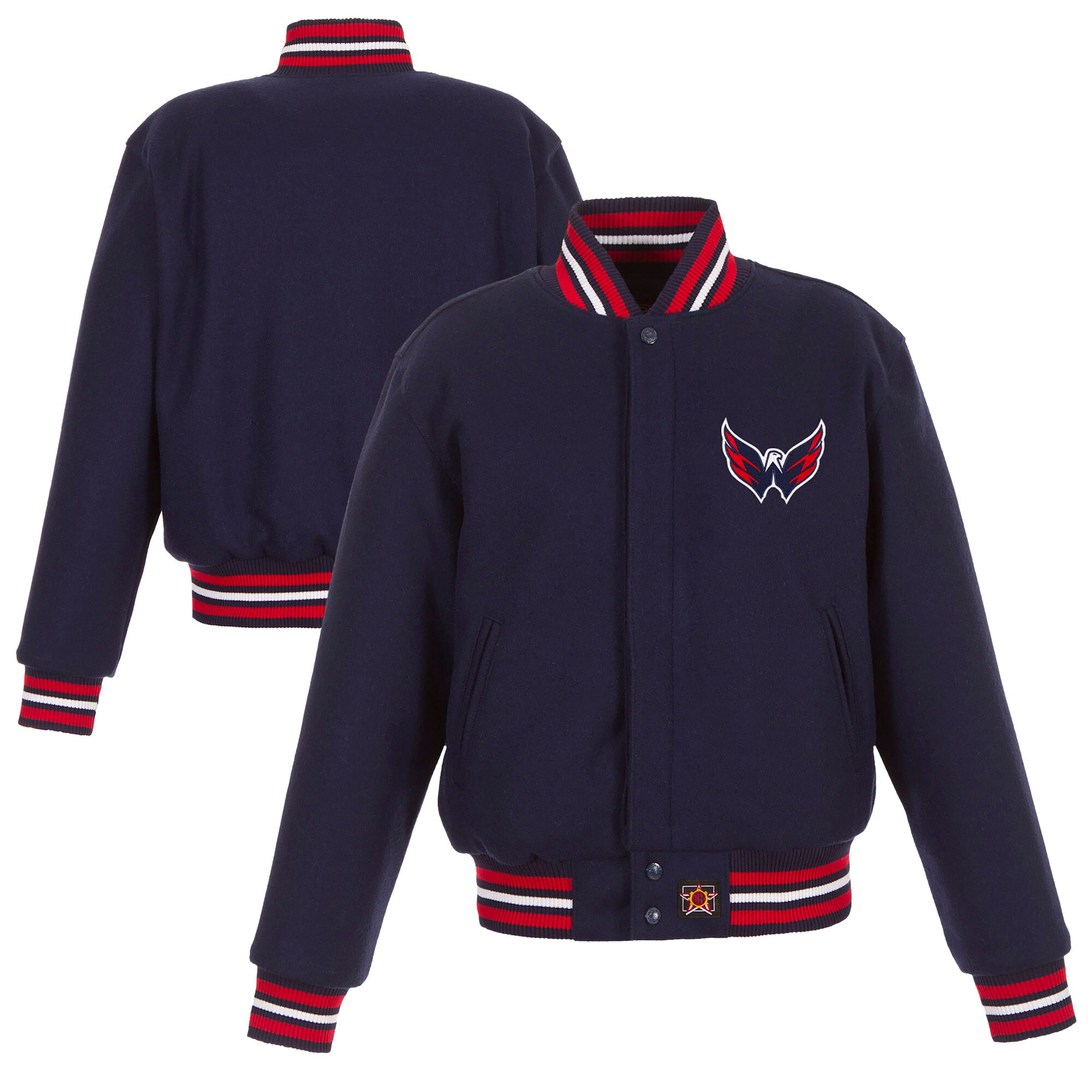 Women's Washington Capitals JH Design Navy Domestic All-Wool Embroidered Full-Zip Jacket