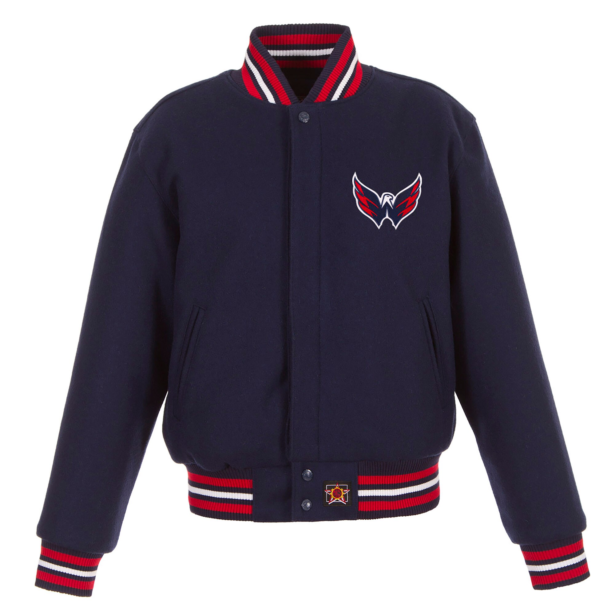 Women's Washington Capitals JH Design Navy Domestic All-Wool Embroidered Full-Zip Jacket