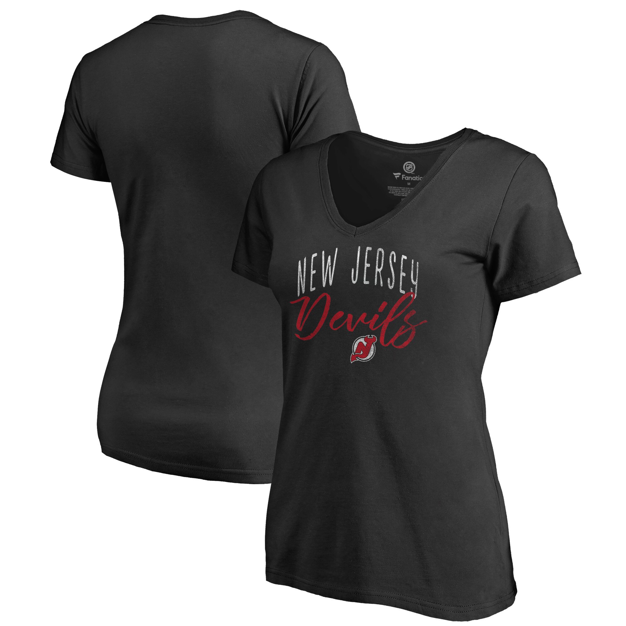 Women's New Jersey Devils Black Graceful V-Neck T-Shirt
