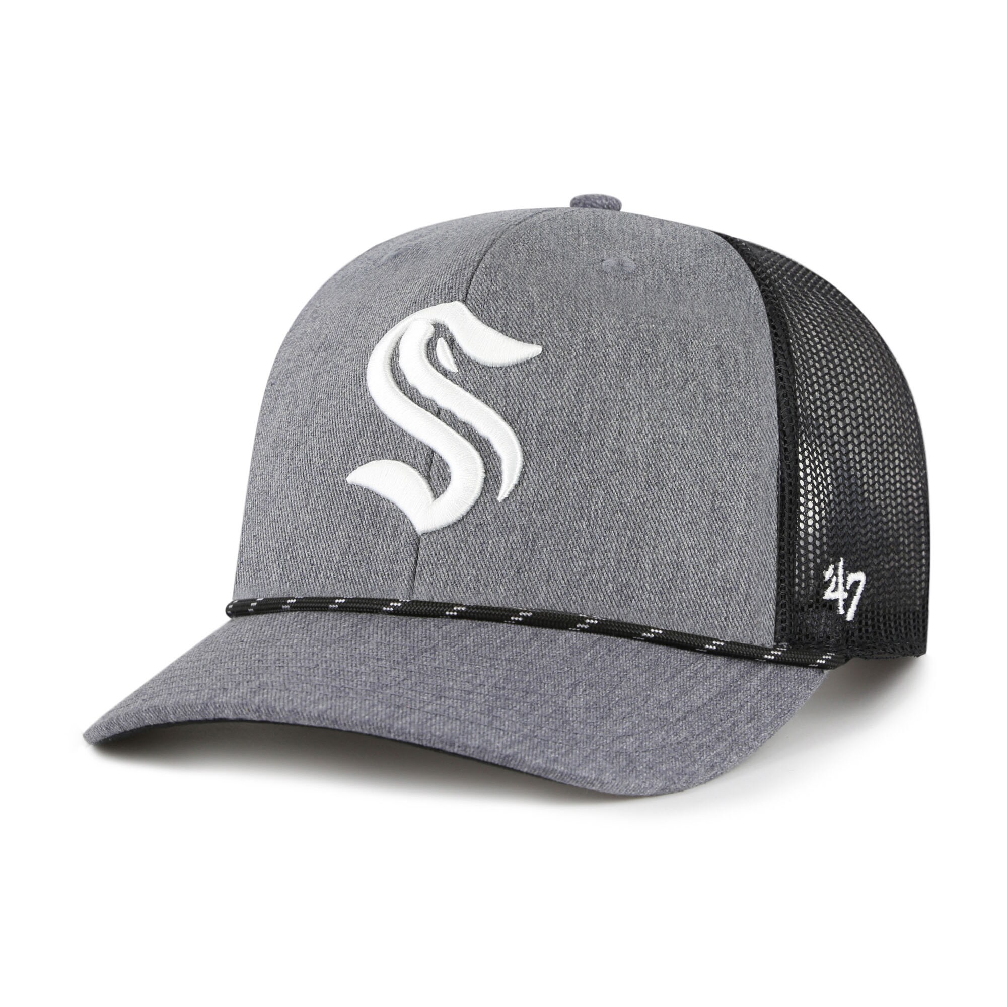 Men's Seattle Kraken  '47 Gray Carbon Rope Trucker Adjustable Hat