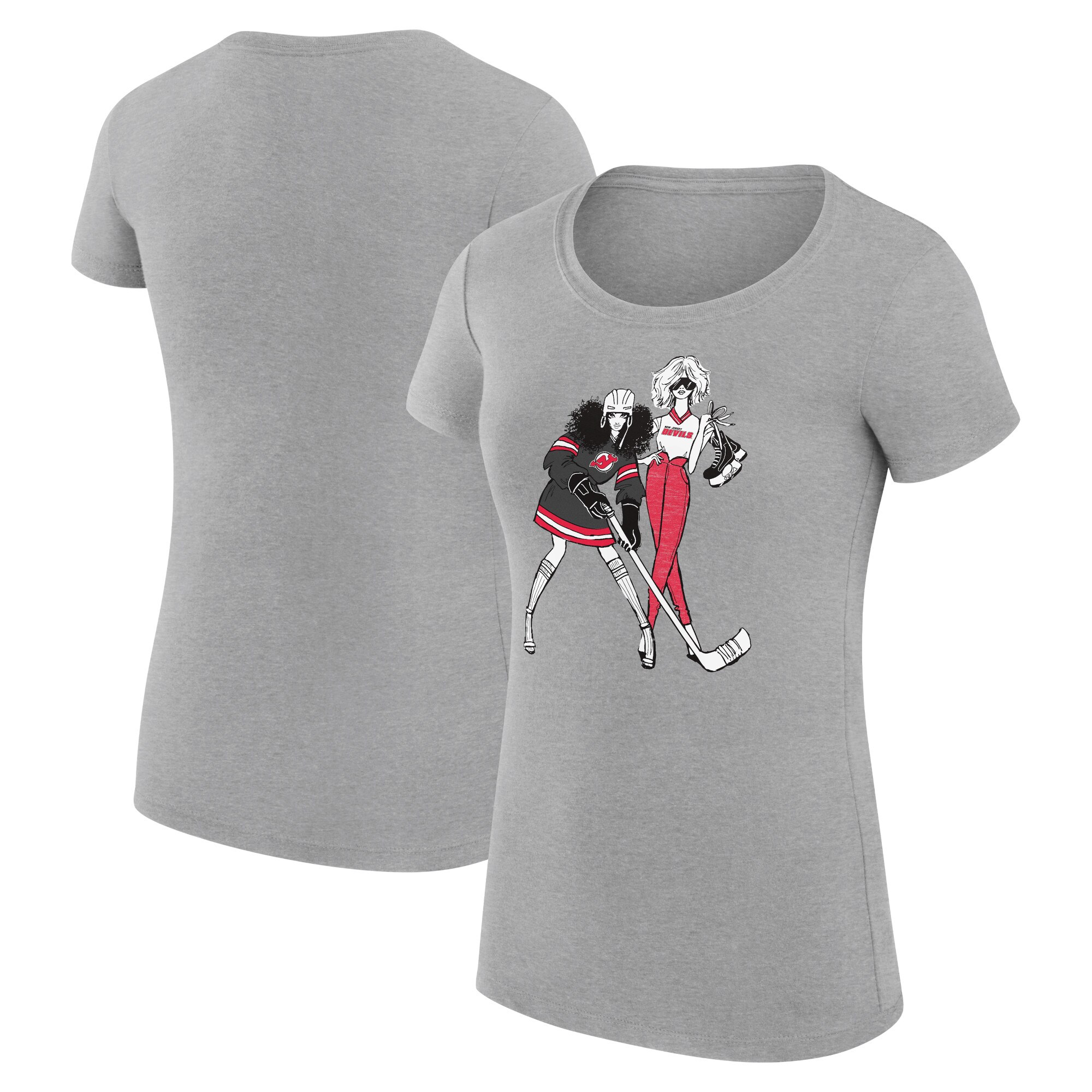 Women's New Jersey Devils G-III 4Her by Carl Banks Heather Gray Super-Slim Fit Lightweight Hockey Girls T-Shirt