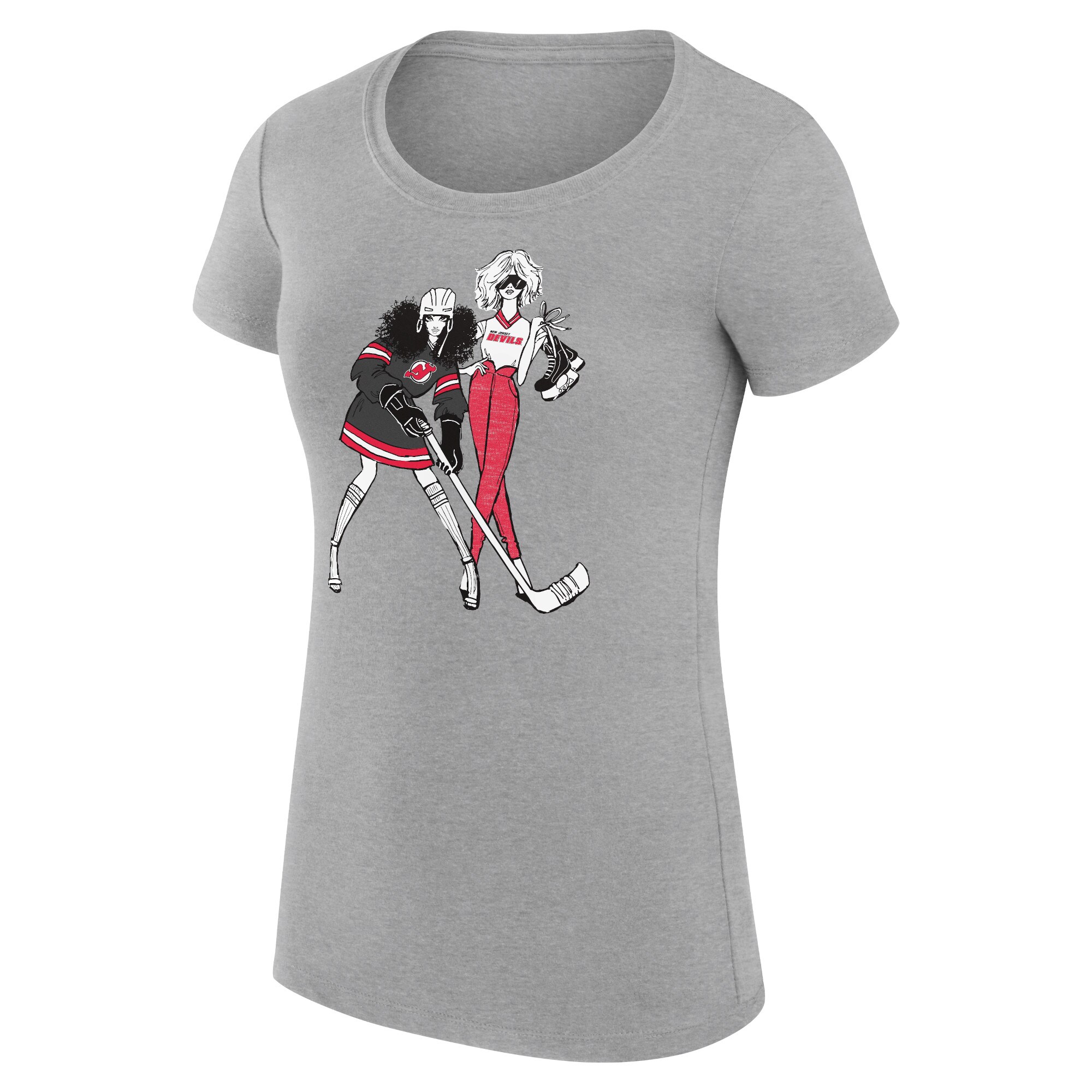 Women's New Jersey Devils G-III 4Her by Carl Banks Heather Gray Super-Slim Fit Lightweight Hockey Girls T-Shirt