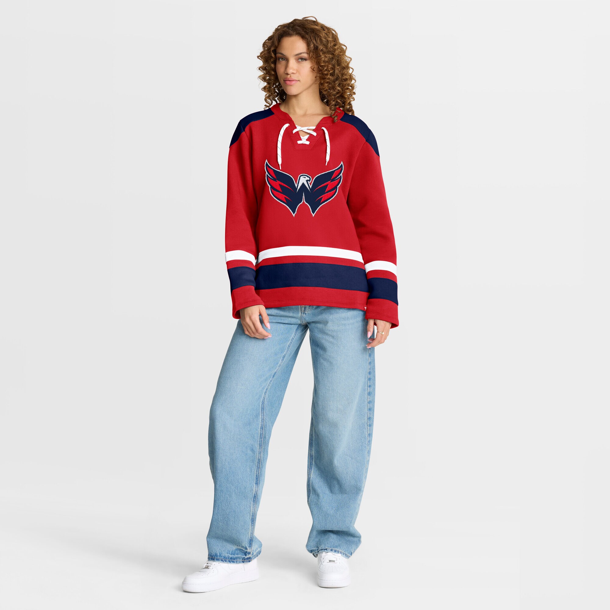 Women's Washington Capitals  Fanatics Red Icing Long Sleeve Lace Up Sweatshirt